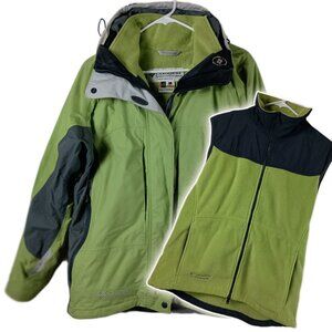 Columbia Titanium Interchange Jacket Womens L Green 3-in-1 Gorpcore Ski Y2K
